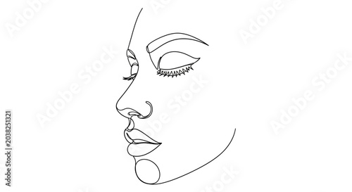 Minimalist Line Art Portrait of a Woman's Face in Profile View