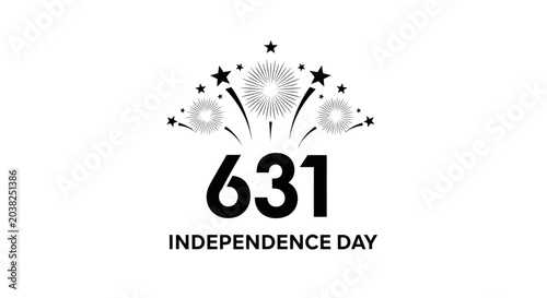 Quadro su tela Independence Day 631 celebration typography, black and white holiday vector with