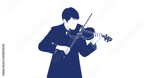 Man Playing a Violin Silhouette Music.