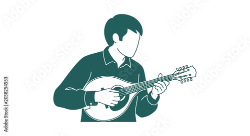 Fotografia Man Playing Banjo Music Instrument.