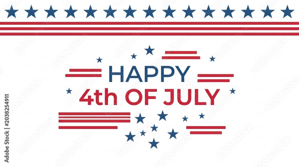 Obraz premium Happy 4th of July greeting with stars and stripes design elements