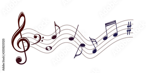 The stylized symbol with music notes.
