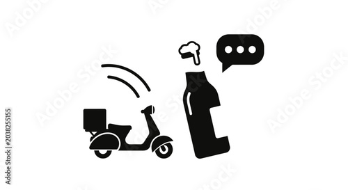 Foto Man Talking to Delivery Scooter Driver.