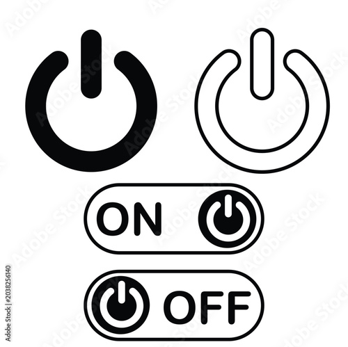 Tableau sur toile Power button icons set with on and off switches electronic interface illustratio