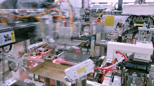 Mobile Phone Touch Monitor Production Line.
Shots sequence of manufacturing production line of touch panel monitor screen for mobile phone.
