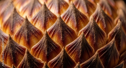 Pinecone scales close-up natural texture.