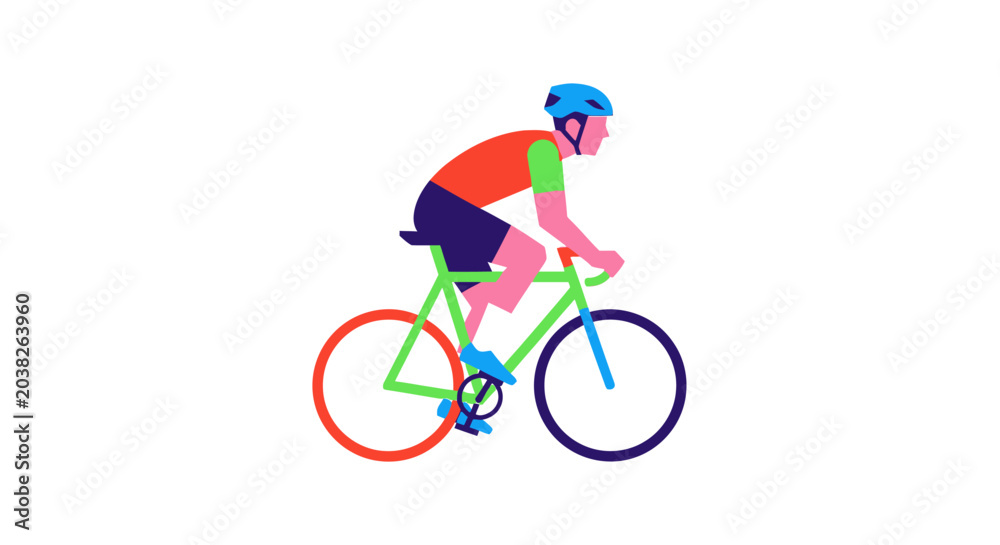 Fototapeta premium Cyclist Riding Bicycle Flat Illustration