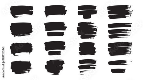 Black brush stroke vector graphics for design and illustration