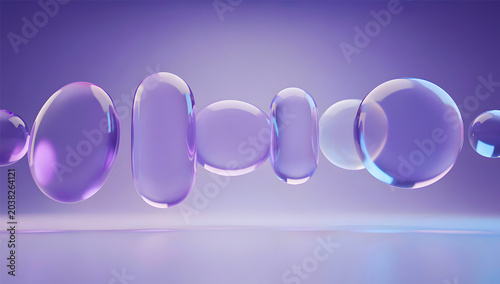 Floating translucent bubbles with dreamy pastel purple lighting