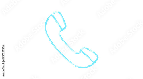 Bild auf Leinwand Handdrawn light blue telephone receiver icon, isolated on transparent background