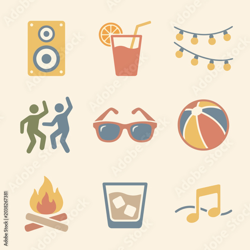 Foto Summer icons and objects collection.