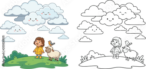 children playing in a park children playing with bubbles sport nature ball home friends  son cartoon print illustration vector clipart and line art colouring book for kids drawn hand drawn.	