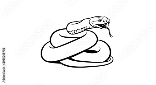 Fotografia Rattlesnake coiled, head raised, striking pose, monochrome illustration