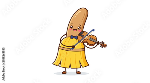 Billede på lærred Cartoon Broom Playing Violin