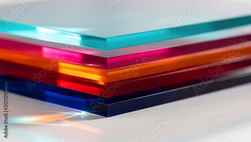 3d square colorful transparent glass layered background