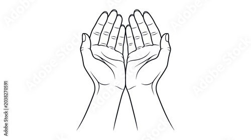 Konstfotografi Human hands in prayer position palms facing up.