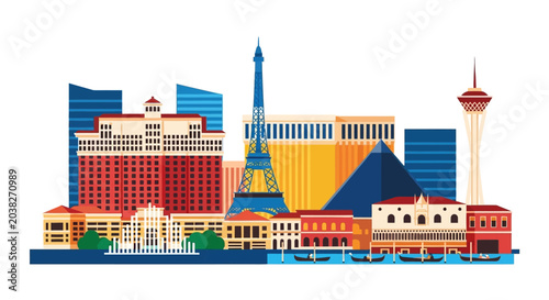 Photography Las Vegas Skyline Vector Illustration