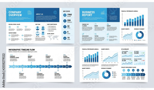 Fotografie Business infographic templates for company reports and presentations