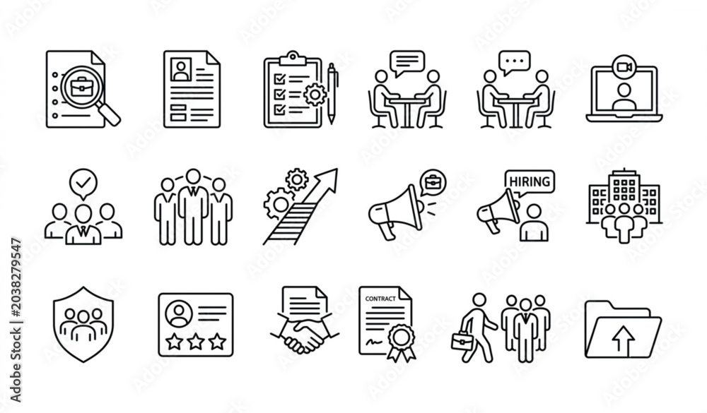 Fototapeta premium Human resources and recruitment icons