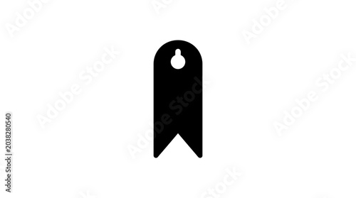 Foto Bookmark icon featuring a simple tag shape with a punched hole represents digital organization, content curation, and user interface design elements for web navigation and productivity tools