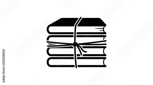 Foto Books tied with string form a neat stack that symbolizes organized knowledge, academic discipline, and the structured preservation of literary works for students and researchers in libraries