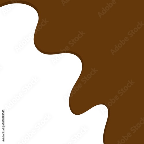 Creative vector illustration of a dripping hot chocolate or brown fluid wave in the upper right corner.