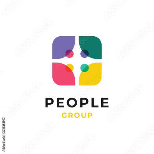 People group logo template with colorful geometric overlapping shapes