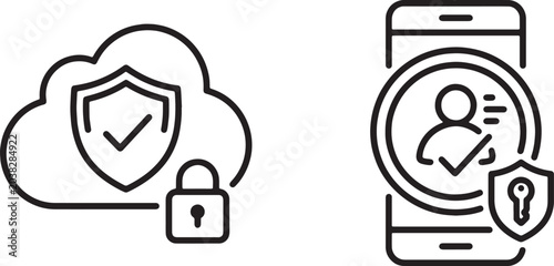 Tableau sur toile Art & Illustration, Secure cloud computing security and storage lock icon vector
