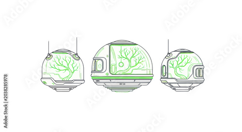 Bild auf Leinwand Futuristic Biodome Seed Pods, Space Colonization, Alien Planet Terraforming Conc