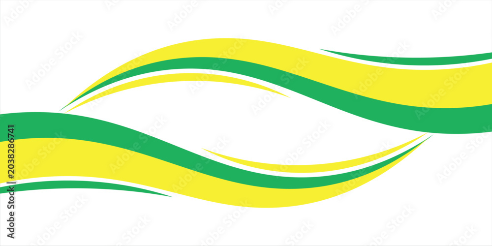 Fototapeta premium Vector green and yellow line background curve element with white space for text and message design, overlapping layers, Eps10