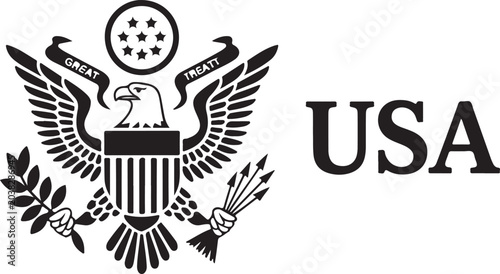 Принти на полотні Usa great seal eagle emblem with stars and arrows