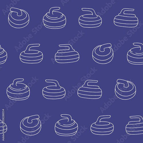 Outline Vector Curling Sport Seamless Pattern Background for Print Fabric Surface Fashion Wrapping