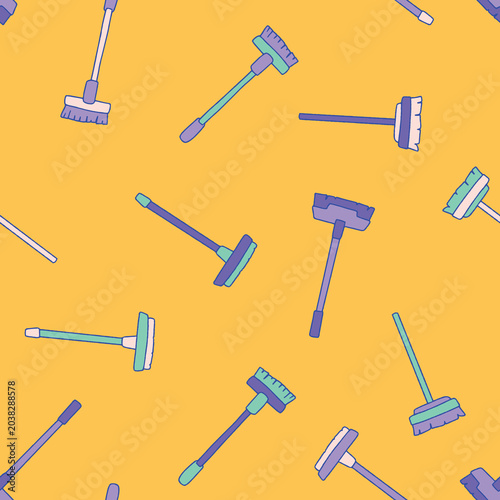 Curling Broom Vector Seamless Pattern Background for Surface Print Fabric Fashion Wrapping