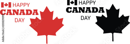 Canvastavla Happy Canada Day bold typography logo vector set