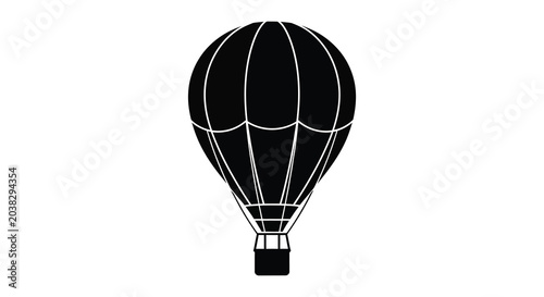 Hot air balloon design black and white silhouette