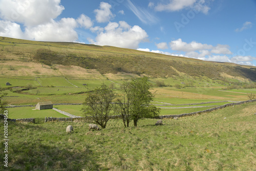 View over the valley near Kettlewell in Wharfedale in the Yorkshire Dales National Park