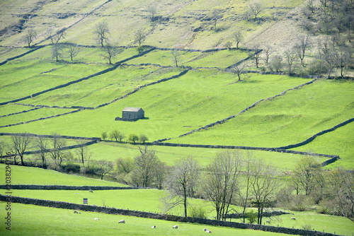 View over the valley near Kettlewell in Wharfedale in the Yorkshire Dales National Park