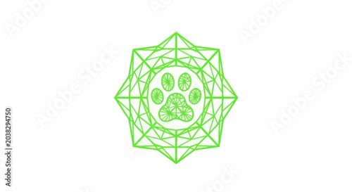 Photography Geometric Paw Print Emblem - Abstract Animal Symbol