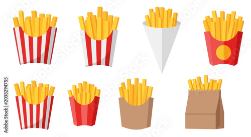 Obraz na płótnie French Fries Assortment in Various Packaging