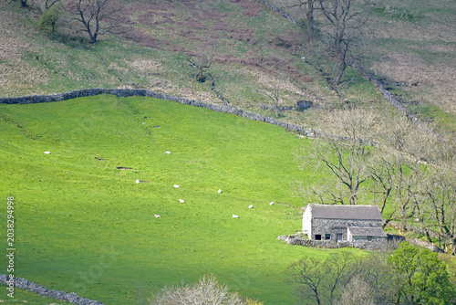View over the valley near Kettlewell in Wharfedale in the Yorkshire Dales National Park