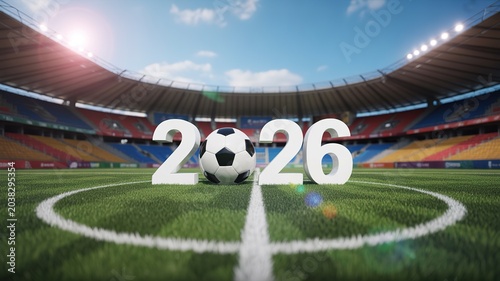Vibrant Retro Style World Cup Football Match Scene with Dynamic Player Action Bold Red and Green Accents for Sports Marketing Social Media and Event Promotions