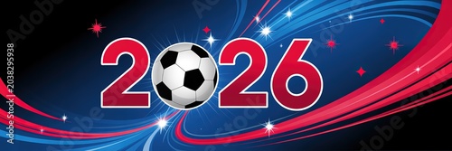 Vibrant dynamic Football World Cup themed layout with bold red blue accents and stylized trophy silhouettes ideal for sports event promotions social media campaigns and fan merchandise designs
