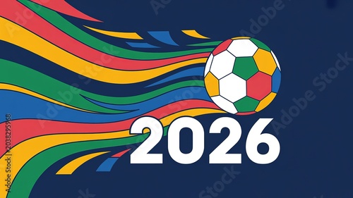 Vibrant Minimalist Football World Cup Themed Graphic with Bold Gold and Navy Accents Ideal for Digital Campaigns Social Media Headers and Event Promotions