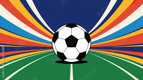 Dynamic Neon-Lit Football World Cup Kickoff Scene with Bold Action Lines and Energetic Red Gold Palette for Sports Marketing Broadcast Graphics