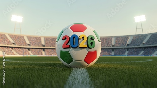 Vibrant dynamic Football World Cup themed graphic with bold red blue accents for sports event promotions social media banners and fan merchandise designs