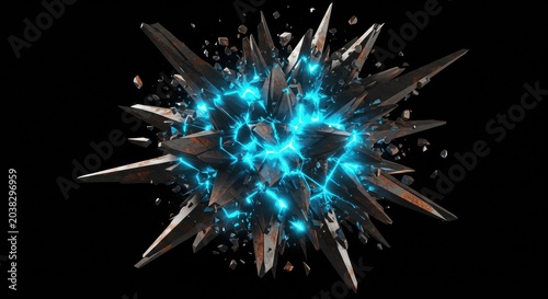 Electric Blue Energy Explosion Concept.