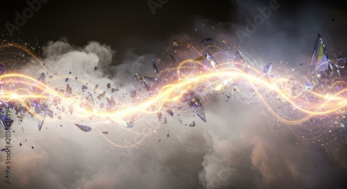 Electricity energy light smoke explosion.