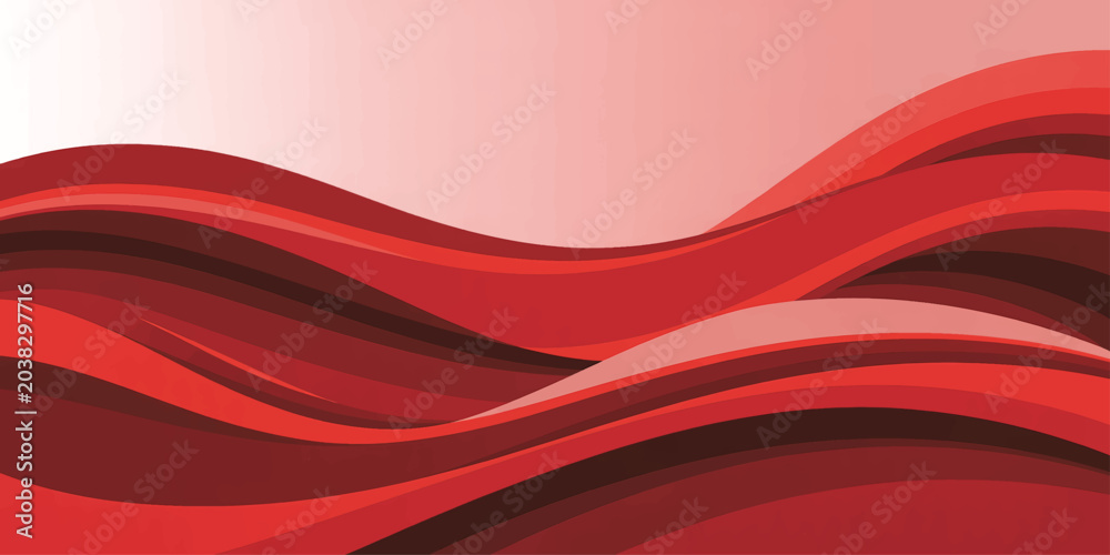 Obraz premium Abstract Red Wave Background with Flowing Curved Lines Vector Design