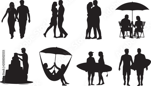 Tableau sur toile Couples enjoying various outdoor activities together