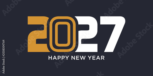 Happy new year 2027 design text vector illustration. New year celebration concept